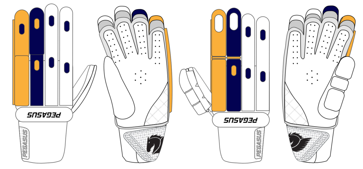 SDCCC P-Series 3.1 Batting Glove - White/Navy/Yellow