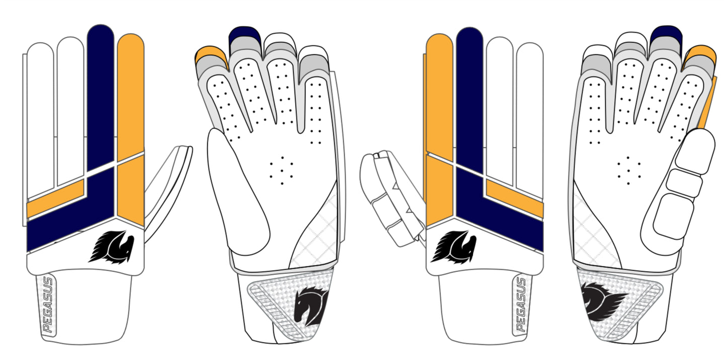 SDCCC S-Series 3.1 Batting Glove - White/Navy/Yellow