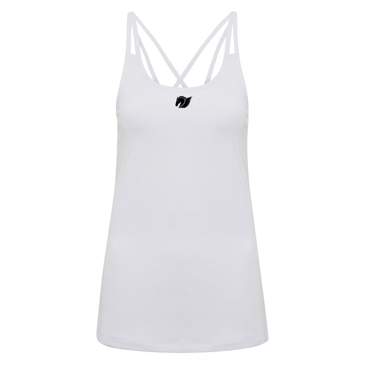 Laser Cut Spaghetti Strap Vest - White