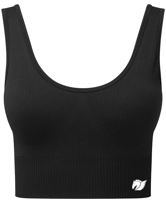 Ribbed Seamless Multi-Sport Bra - Black
