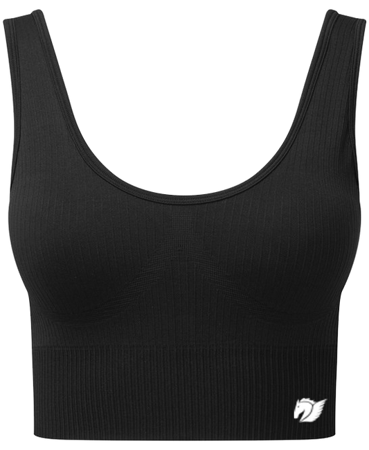 Ribbed Seamless Multi-Sport Bra - Black