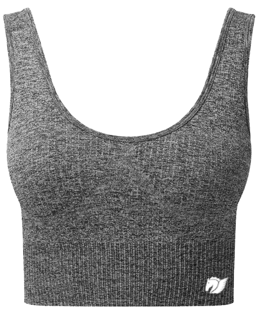 Ribbed Seamless Multi-Sport Bra - Black Melange