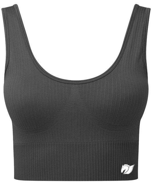 Ribbed Seamless Multi-Sport Bra - Charcoal