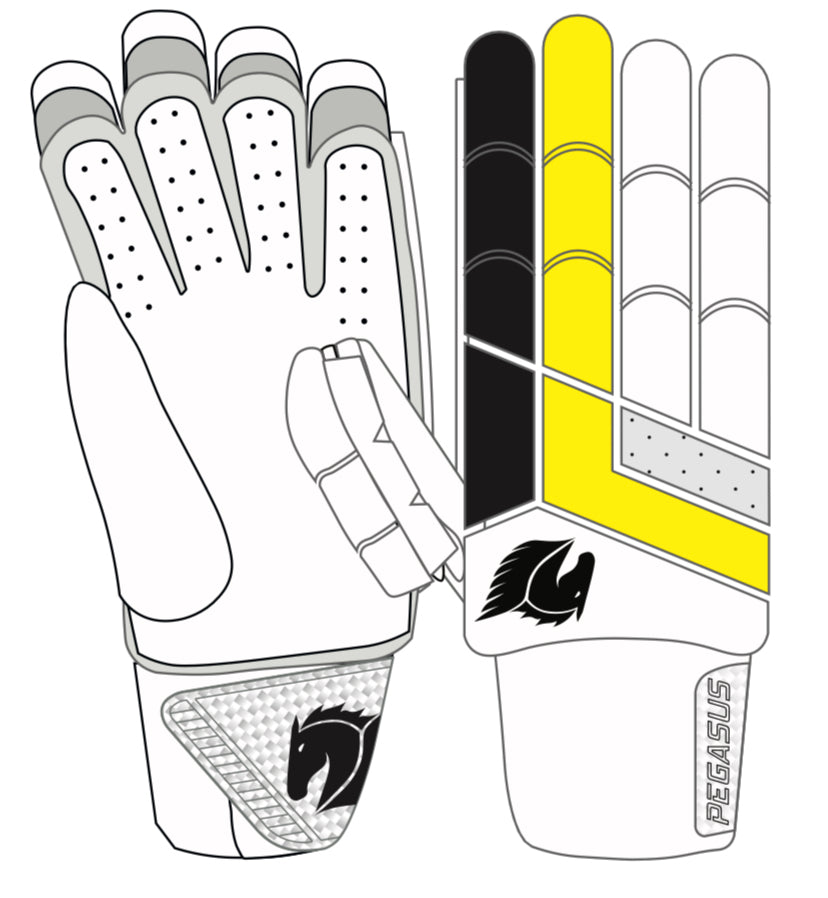Newport CC K-Series 2.1 Batting Glove - White/Black/Yellow