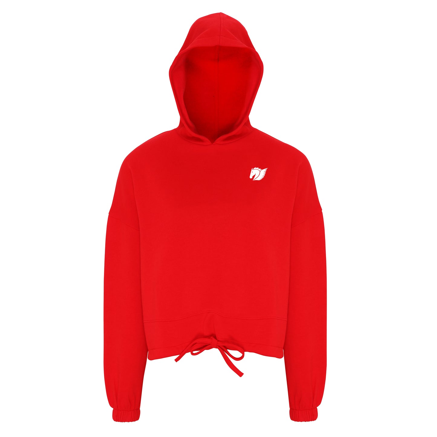 Oversized Cropped Hoodie - Red