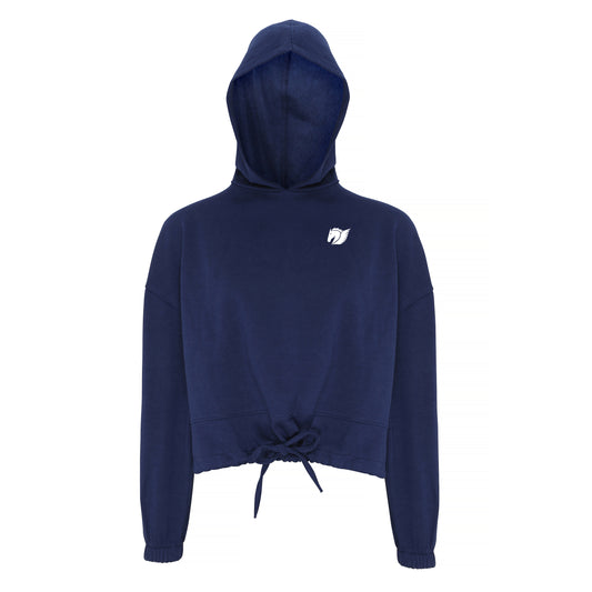 Oversized Cropped Hoodie - Navy