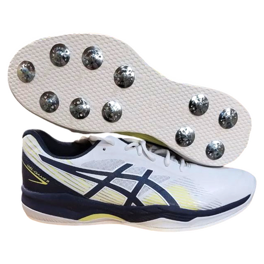 ASICS GEL-Game 8 - White/Navy/Yellow - Spiked Trainer